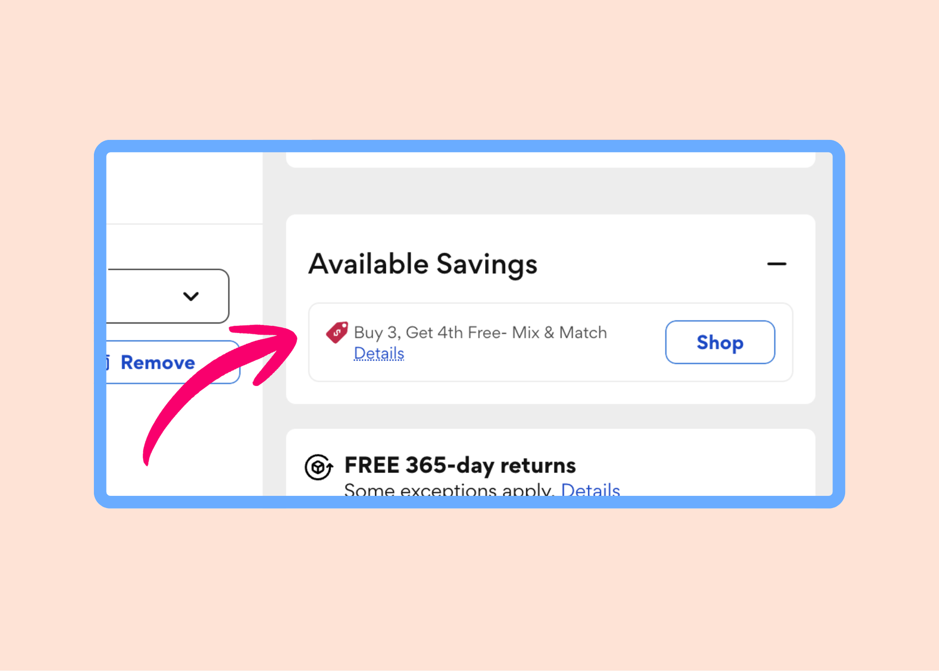 A screenshot of the "Available Savings" section in the Chewy checkout window