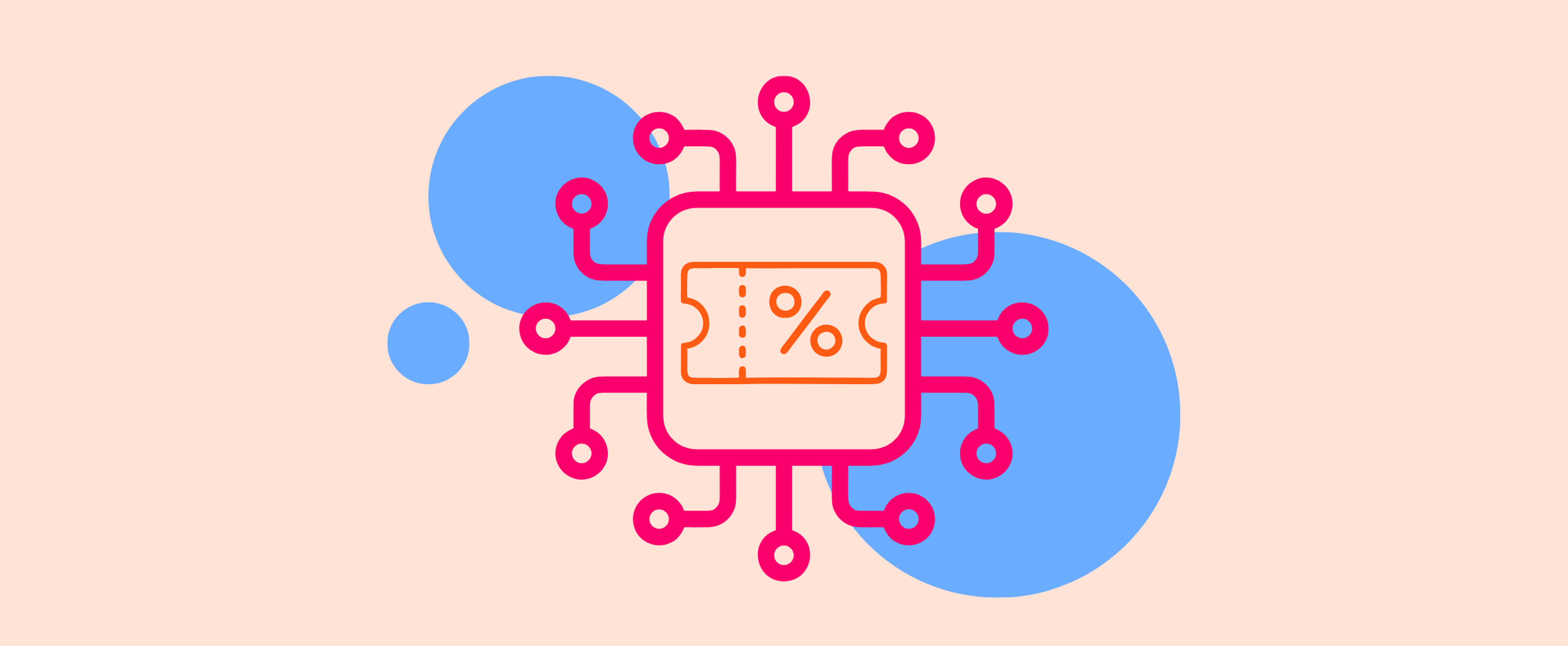 graphic showing a coupon code surrounded by circuit-like points