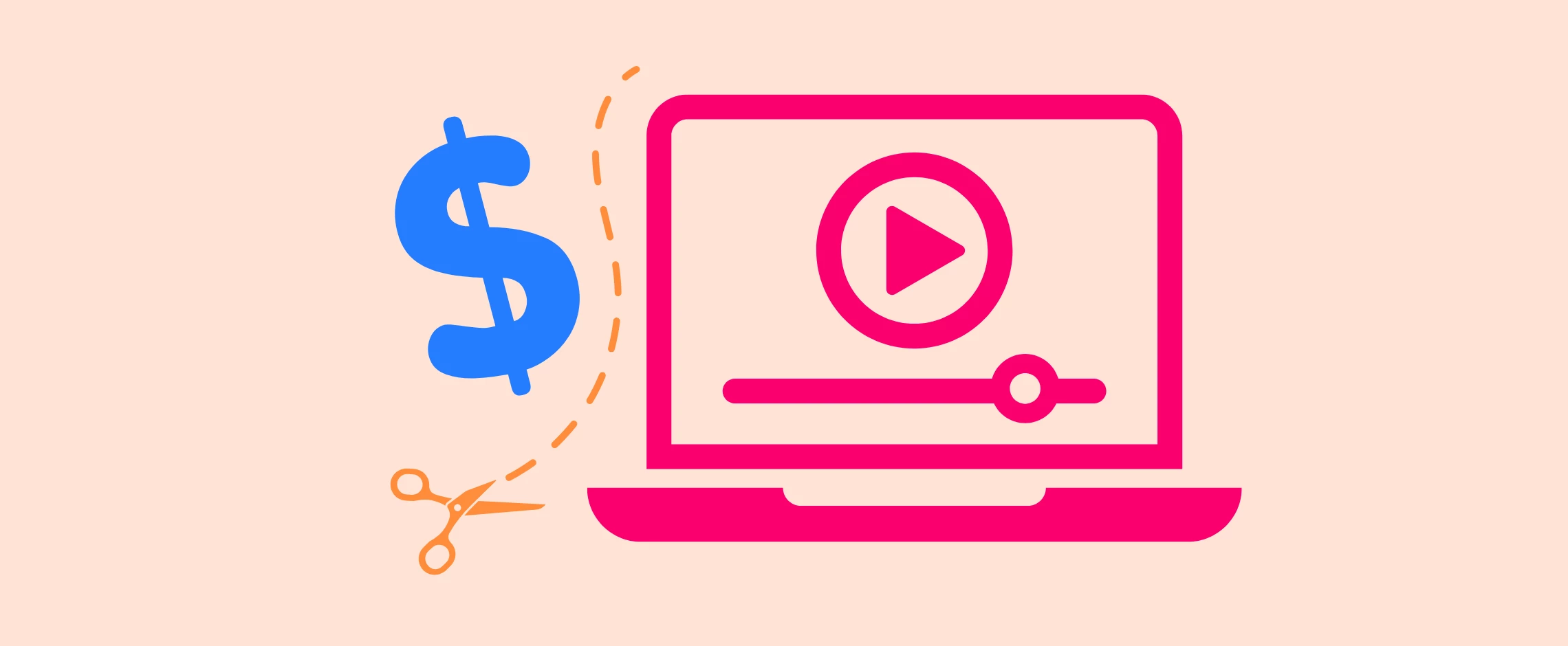 pink laptop outline with a blue dollar sign