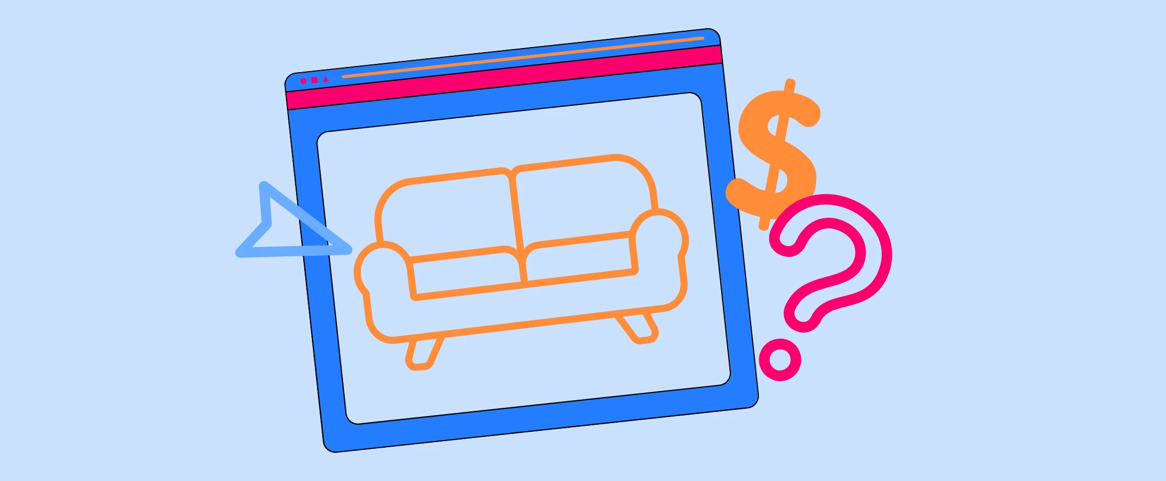 A browser window showing furniture with a discount badge