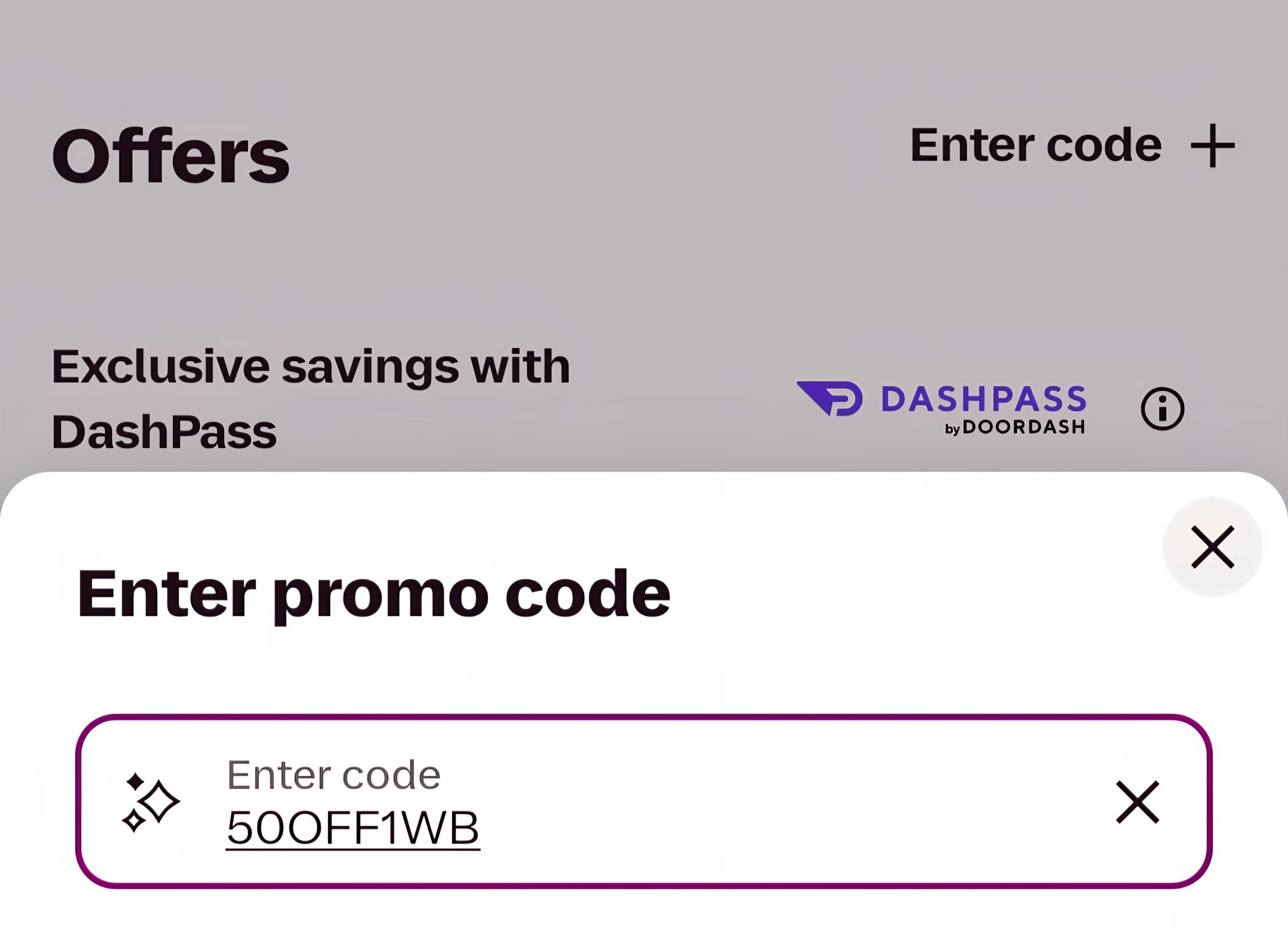 Lyft promo code entry field with Enter code box