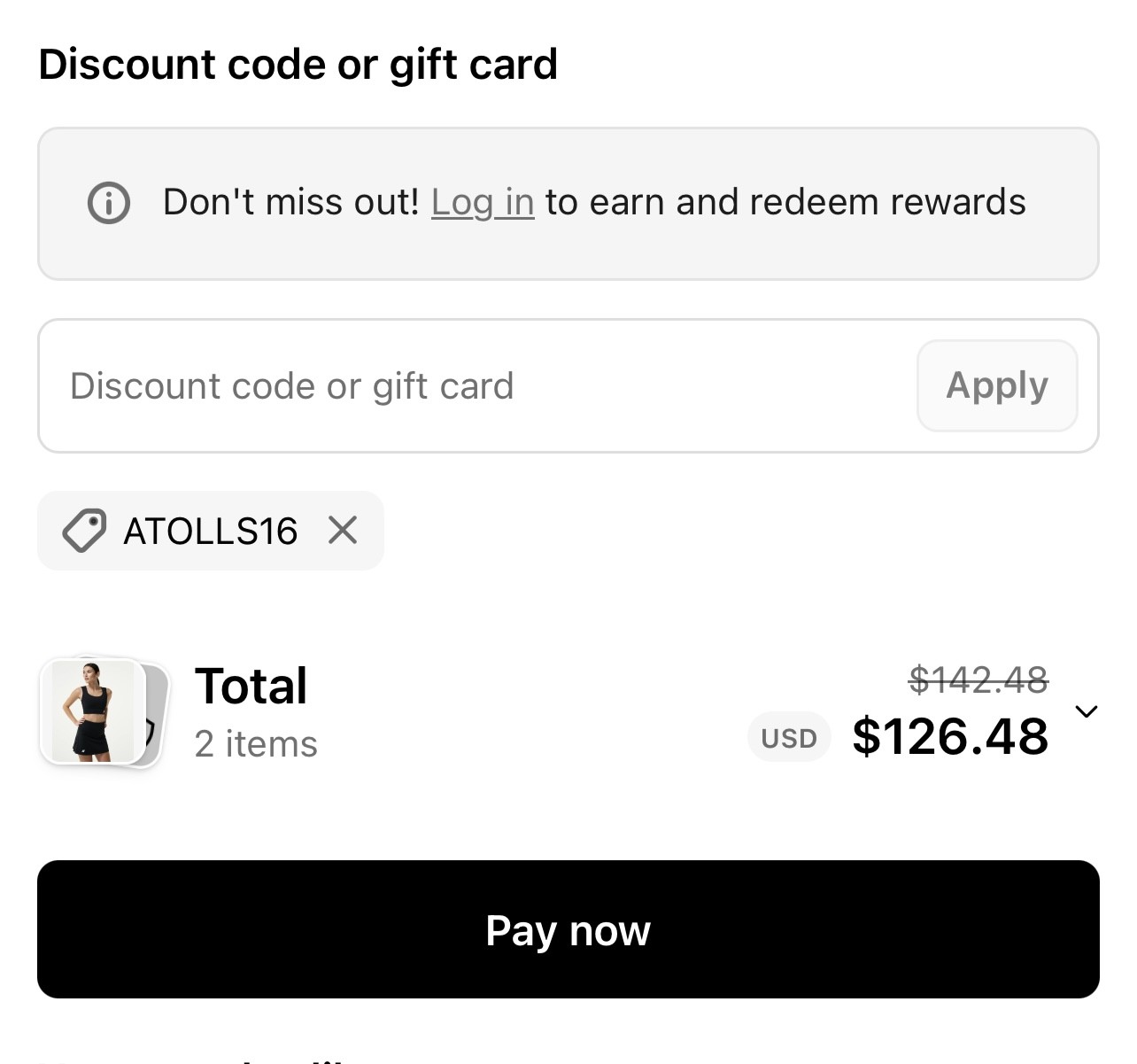 Order total updated after applying a discount code on Forme checkout