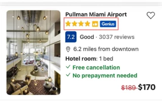 Genius member discount badge on hotel booking