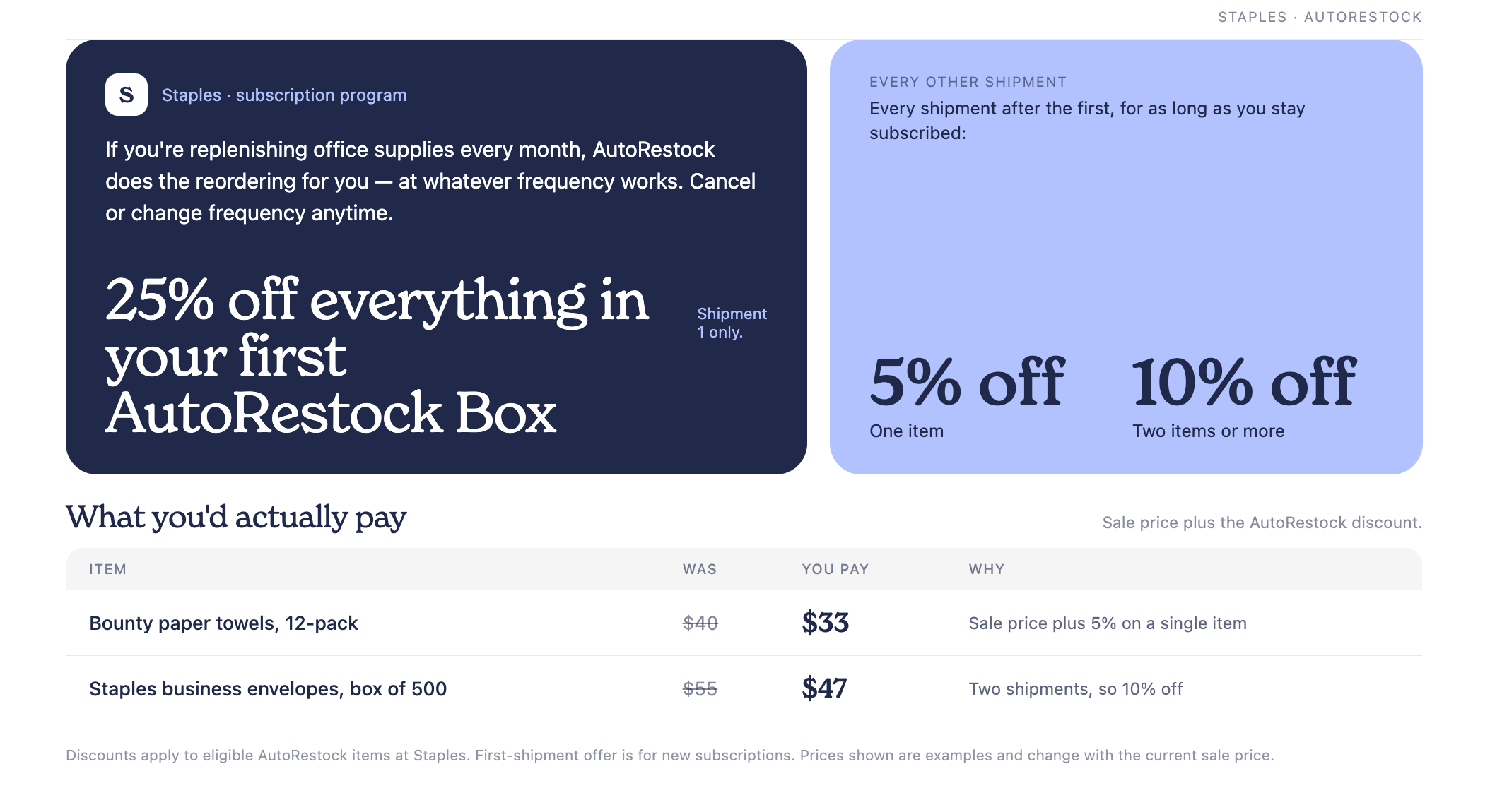 Discount depending on what you order
